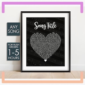 Lyrics Wall Art, Songs Lyrics Wall Art, Custom Lyrics Printable, Personalized Song Lyrics Wall Art, Personalized Gift for Her, Gift for Him