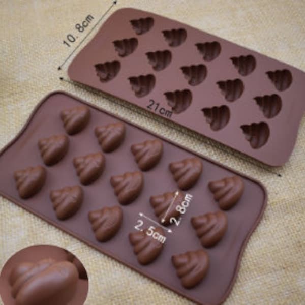 15 Hole Poo Emoji Silicone Baking Candy Wax Melt Ice Soap Jelly 3D Mould BPA Free