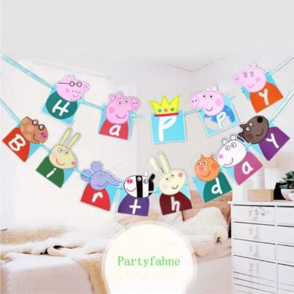 3 Meter Peppa Pig Happy Birthday Banner Buting Garland Party Decoration Flags