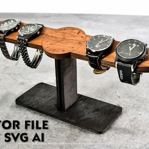 Prodotto digitale Organizzatore supporto per orologio dxf, svg, ai 6 mm 1/4 pollice braccialetto rack per uomo donna supporto in legno dock display gioielli docking in legno
