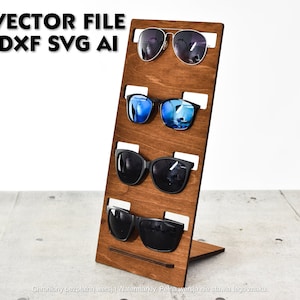 Digitales Produkt Brillenständerhalter DXF SVG AI 1/8, 1/4 Sperrholz 3 mm & 6 mm Sonnenbrillenständer Schreibtisch Holz Organizer Holzständer