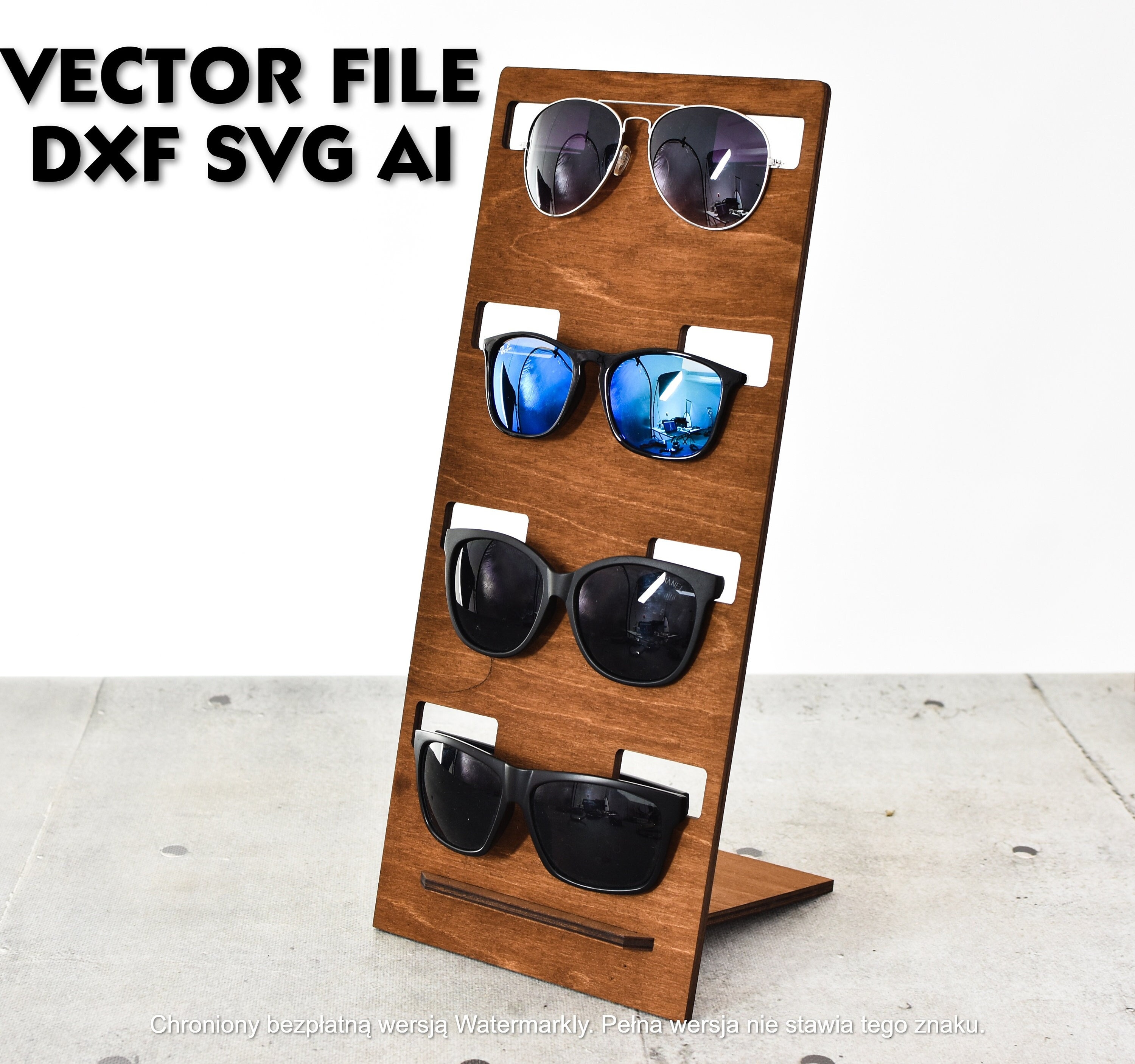 Digital Product Glasses Stand Holder DXF SVG AI 1/8 , 1/4 Plywood 3 Mm