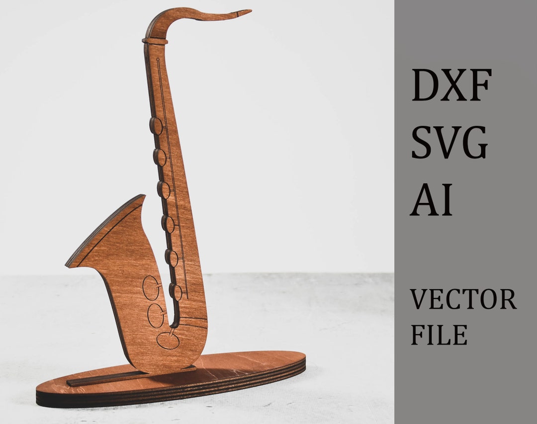 Saxophone Style Headphones Stand DXF AI SVG 3mm 6mm 1/4 Inch Plywood