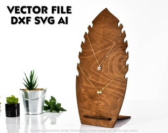 Digitaal product Stand rek voor kettingen, DXF SVG AI-bestanden 1/8, 1/4 in 3 mm 6 mm halsketting, kettingen houten displayhouder dock houten organisator