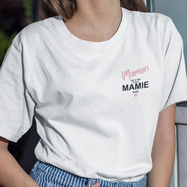 T-shirt à personnaliser Maman Mamie annonce grossesse enceinte