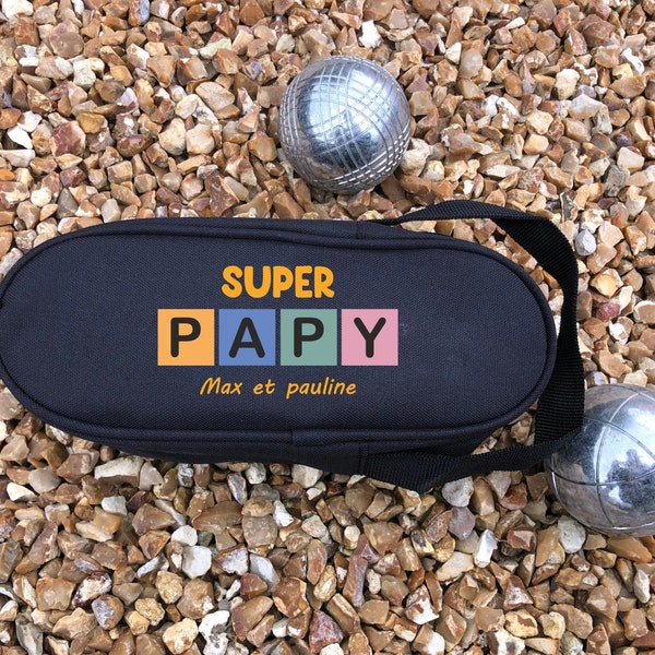 Sacoche de pétanque à personnaliser - Super Papy - Cadeau de fête des grands pères - Papi - Anniversaire