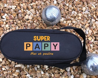 Sacoche de pétanque à personnaliser - Super Papy - Cadeau de fête des grands pères - Papi - Anniversaire