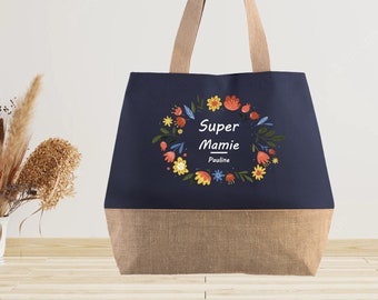 Large jute shopping bag to personalize Grandma - Grandma gift - Grandma birthday - Grandmother's Day