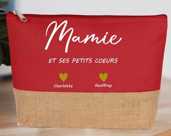 Grande trousse à personnaliser Mamie et ses petits coeur - anniversaire mamie - Cadeau mamie - fête des grands mères- Mamie Noël