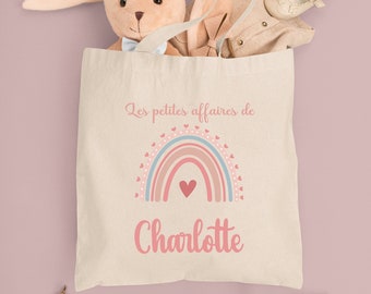 Children's tote bag, personalized replacement bag, pink rainbow