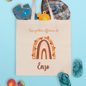 Tote bag enfant, affaire de rechange personnalisé, arc en ciel Marron