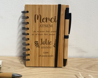 Regalo de cuaderno personalizado de fin de año de ATSEM: regalo maestro, regalo de amante, regalo de maestro, regalo de maestro, cuaderno maestro