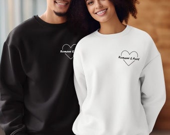 Sweatshirt with or without personalized hoodie Valentine's Day heart first name - Couple gift