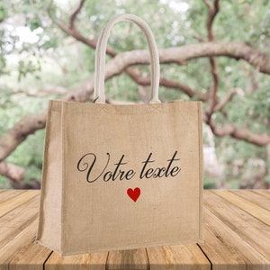 Personalized jute shopping bag Gift for Mom, Grandma, nanny, mistress, colleague. Text to personalize.