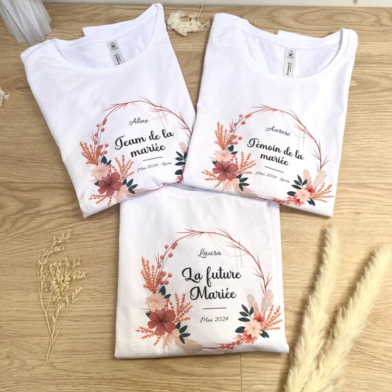 Tee shirt personnalisé EVJF cadeau - Tee shirt future mariée - Team de la mariée - Demoiselle d'honneur