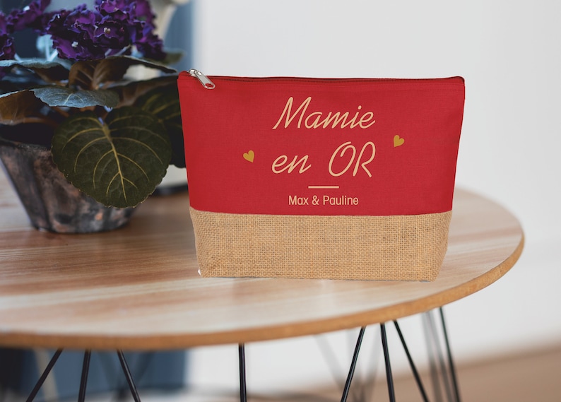 Grande trousse à personnaliser Mamie anniversaire mamie Cadeau mamie fête des grands mères Rouge