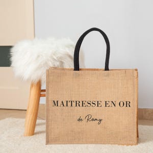 Personalized &quot;Golden Mistress&quot; jute bag for a mistress - End of year mistress gift, mistress birthday, mistress gift idea