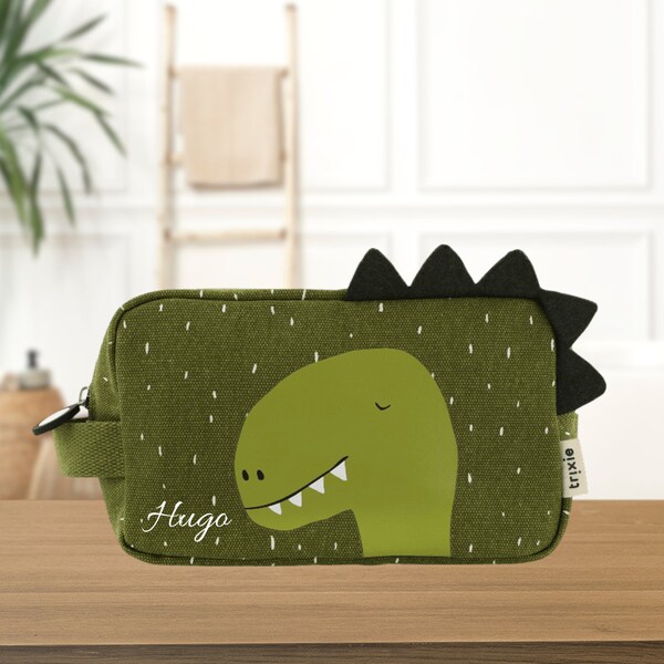 Trousse de toilette personnalisable prénom enfant - Dinosaure