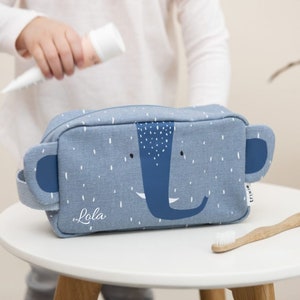 Grande trousse enfant personnalisée - Trousse de toilette personnalisable prénom enfant - Éléphant Trixie