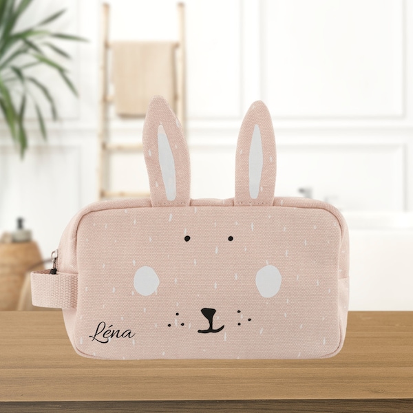 Personalizable toiletry bag for child's first name - Rabbit