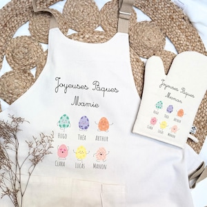 &quot;Happy Easter&quot; Apron and Oven Mitt, Personalized Easter Party, Grandma/Grandpa Easter Gift, Easter