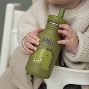 Personalized children&#39;s water bottle 350ml - Mr. Dinosaur - Personalized children&#39;s bottle for nursery school - Engraved water bottle