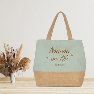 Large personalized Gold Nanny bag - nanny gift, mistress, atsem. Personalized nanny gift