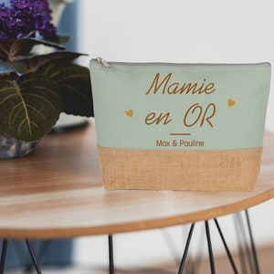 Grande trousse à personnaliser Mamie anniversaire mamie Cadeau mamie fête des grands mères Vert sage