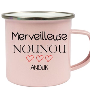 Personalized enameled steel mug Nanny personalized gift. Available for mistress, atsem. Personalized nanny mug. Nanny Christmas