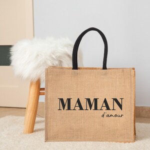 &quot;Maman d&#39;Amour&quot; jute bag - Mother&#39;s Day Special, Mom gift idea, Personalized bag for Mother&#39;s Day, Mom&#39;s birthday gift