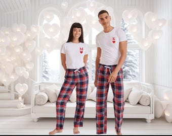 Pantalon De Pyjama Personnalisable Homme/femme - Tissu Polyester Doux, Impression Photo Ou Texte - Cadeau Original Noël, Saint-Valentin