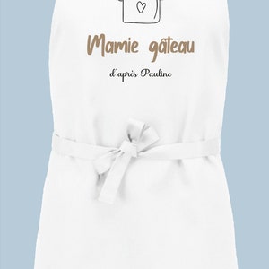 Tablier Personnalisé, Tablier Cuisine Personnalisé, Cadeau Cuisine Personnalisé, cadeau mamie papi, cadeau papa maman Blanc