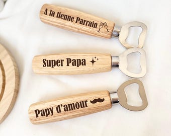 Personalized wooden bottle opener - Father's Day, dad gift, birthday, Christmas, personalized box, announcement, godfather, grandpa, uncle