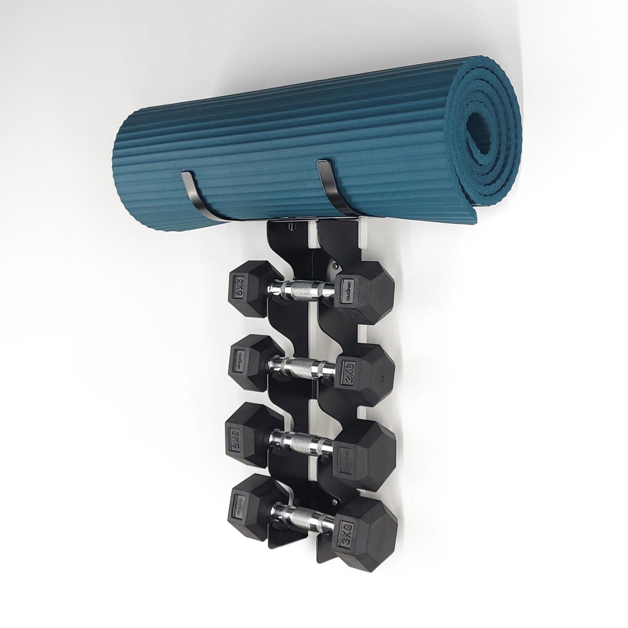 Yoga Mat & Dumbbell Wall Rack - Sturdy, Space-saving Exercise Gear ...