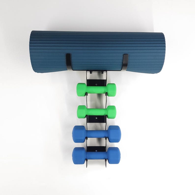 Yoga Mat & Dumbbell Wall Rack - Sturdy, Space-saving Exercise Gear ...