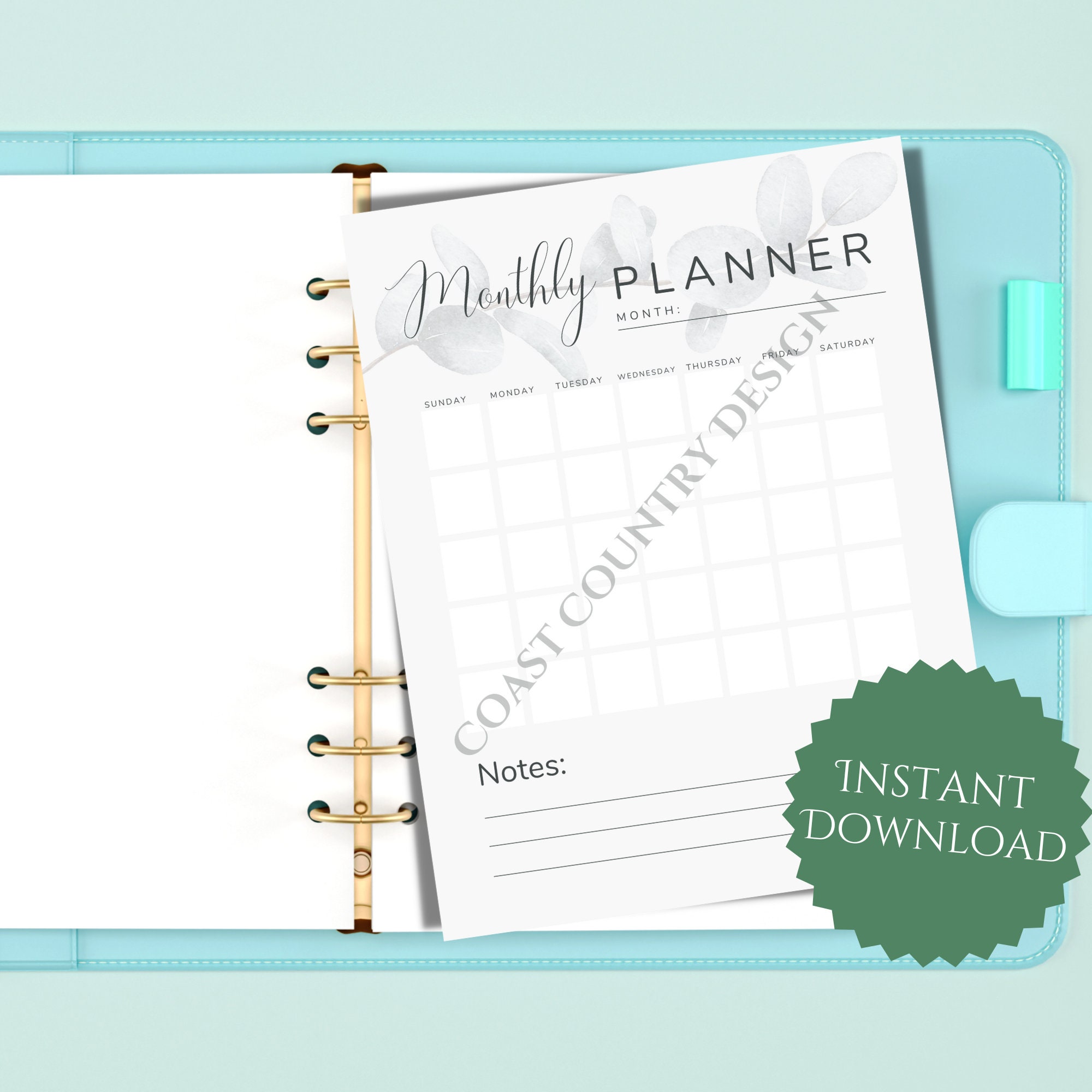 Monthly Printable Planner Letter Size Month Overview Minimalist Month Planner Month Schedule