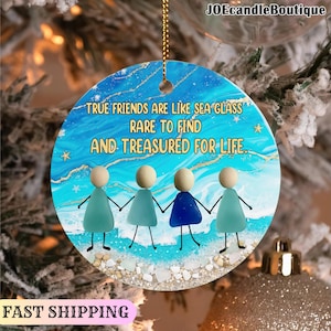 2D Sea Glass Friendship Ornament, Best Friend Ornament, Timeless Friendship Keepsake, Besties Christmas Gift, Best Friend Gifts