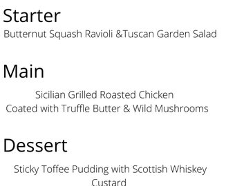 Modello stampabile per menu occasione