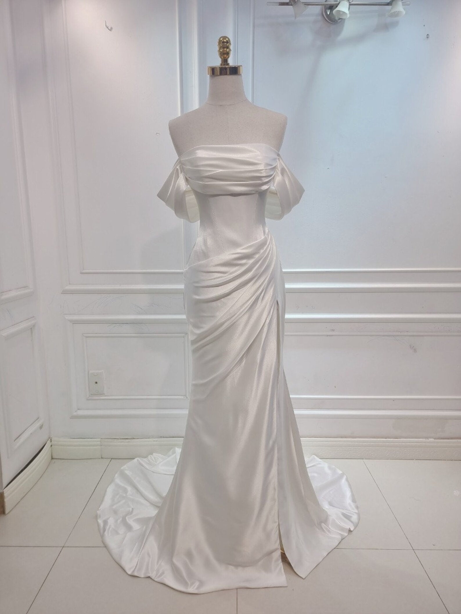 Custom Long Sleeve Satin Silk Wedding Dress for the Bride. Etsy