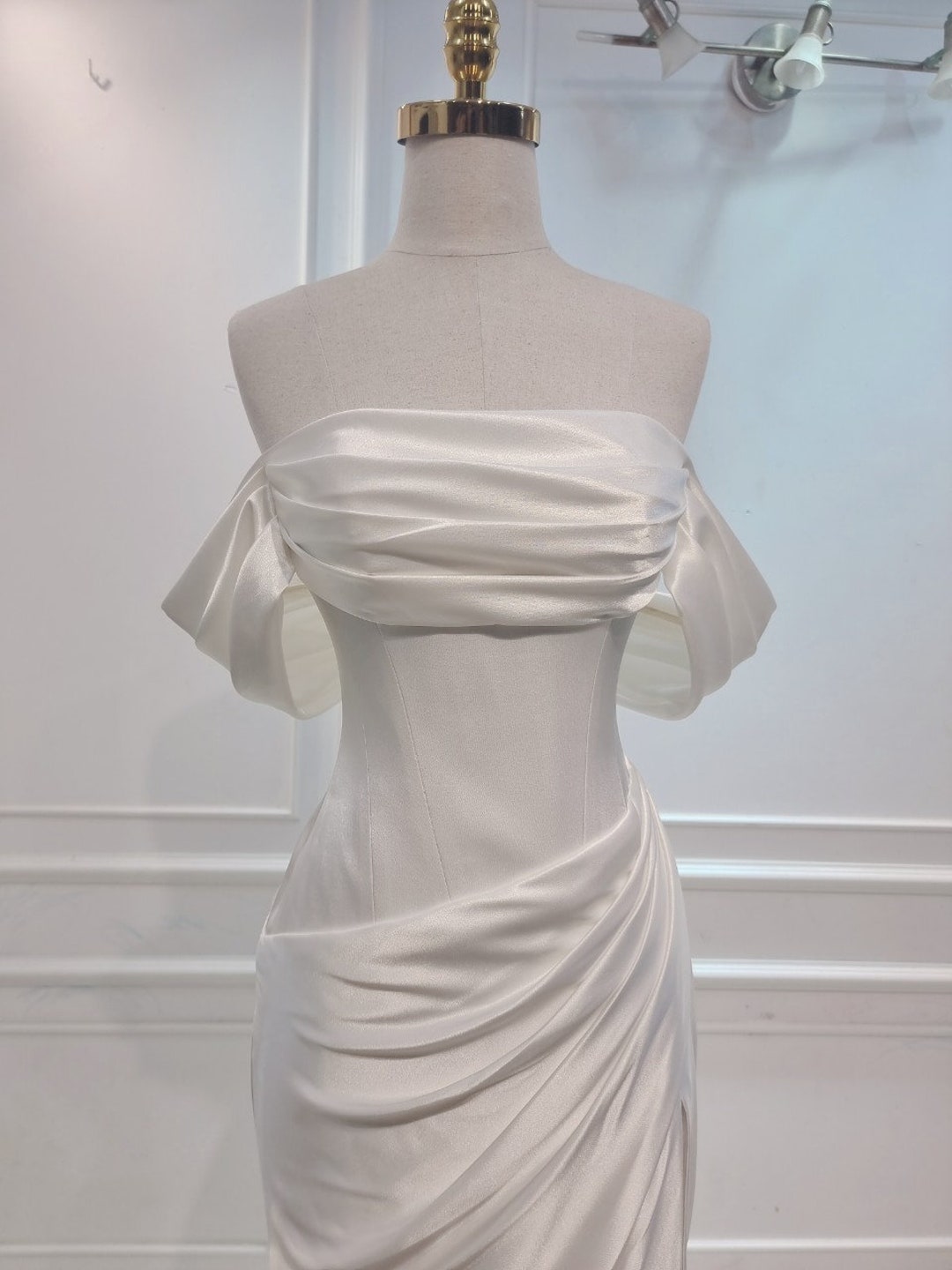 Elegant Silk Satin Wedding Dress. Sexy Slit Wedding Dress. off - Etsy