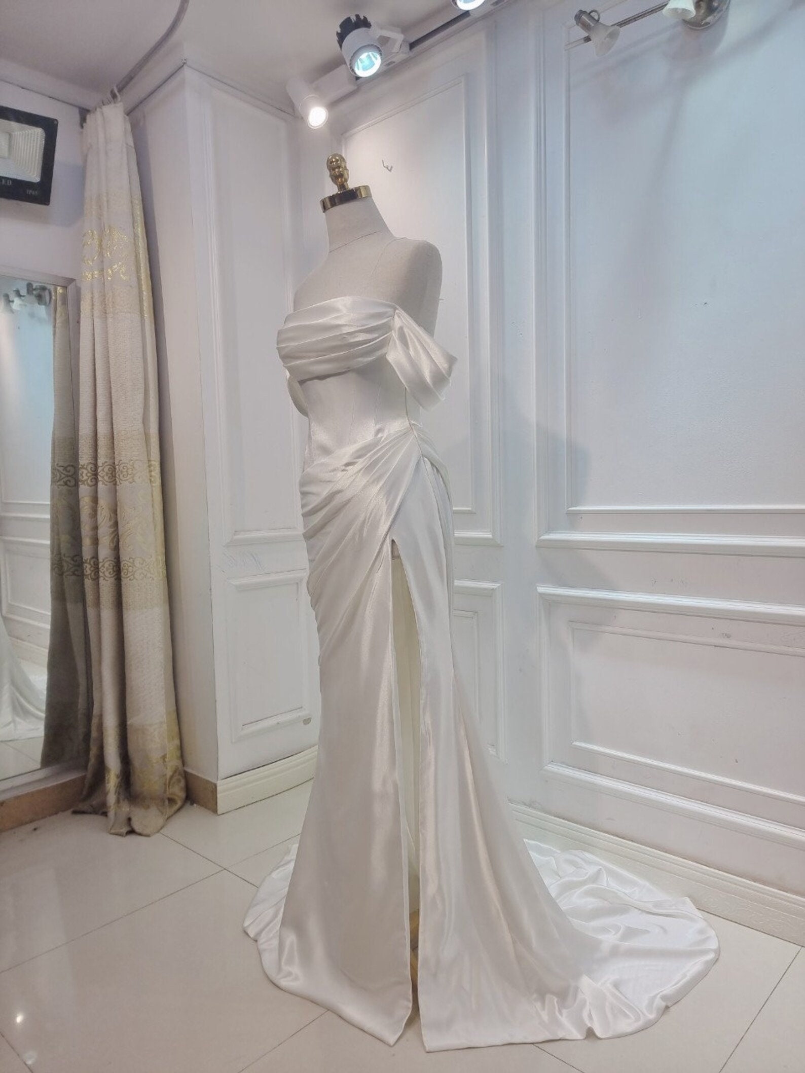 Custom Long Sleeve Satin Silk Wedding Dress for the Bride. Etsy