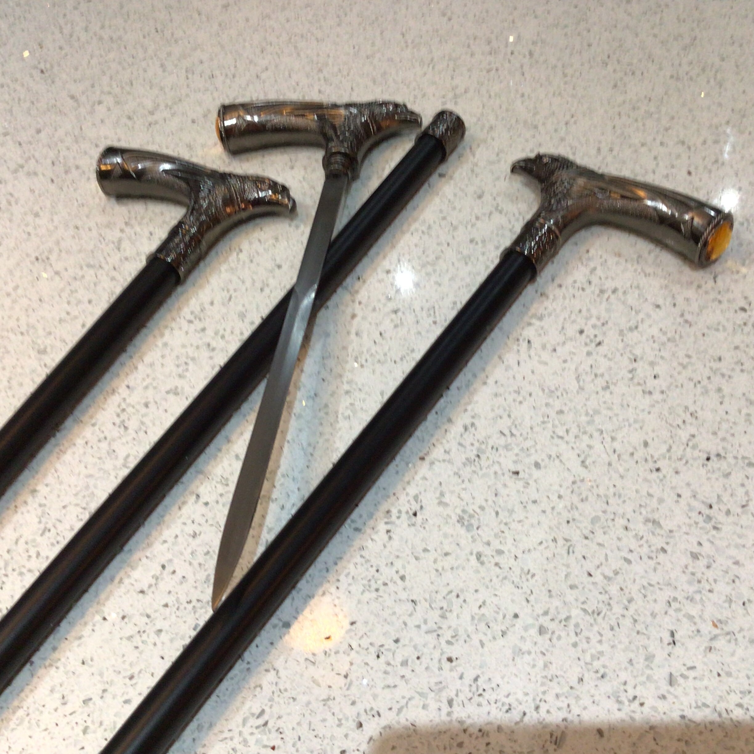 Walking Stick Eagle Head Handle Set With Orange Stone. Ideal Etsy UK