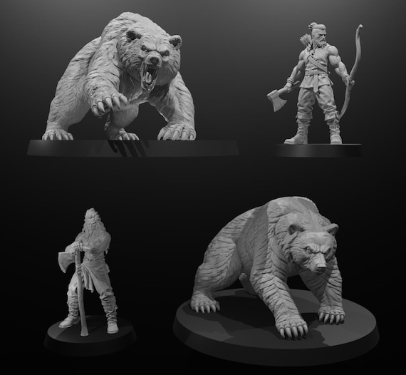 Man and Bear Resin 4 pcs