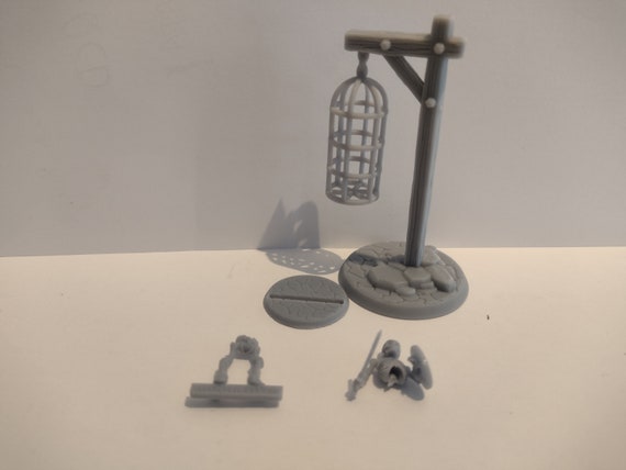 Skeleton and gallows/cage 28mm scale Resin models