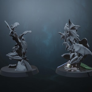 Swarm of black giant cave bats 2 pcs, resin