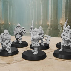 Guardias Enanos – Set de 6 miniaturas de resina (escala de 28 mm, peanas de 25 mm)