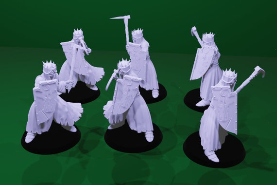 Morgul knigths on foot,  6 warriors pickaxe  , resin, lotr ( Unpainted)