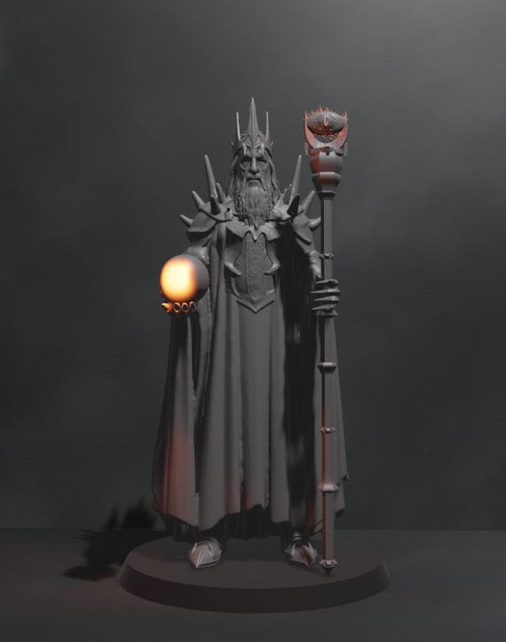 Gray Ring Lord – Dark Fantasy Wizard | 28mm Scale Resin Miniature | 40mm Base