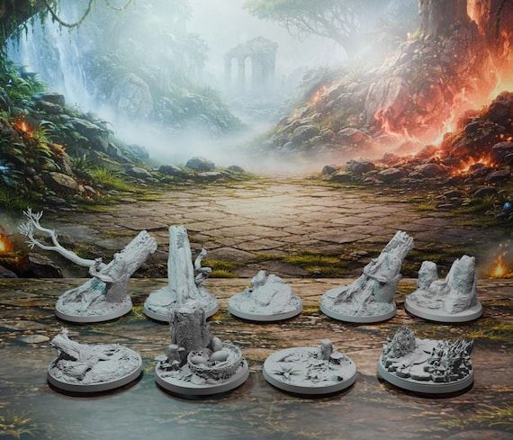 60mm Scenic Bases – Jungle, Rock and Fire