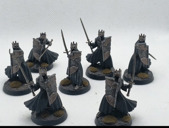 Morgul knigths on foot, 7 warriors , resin, mesbg, lotr Resin 25mm base 6k quality 28mm scale